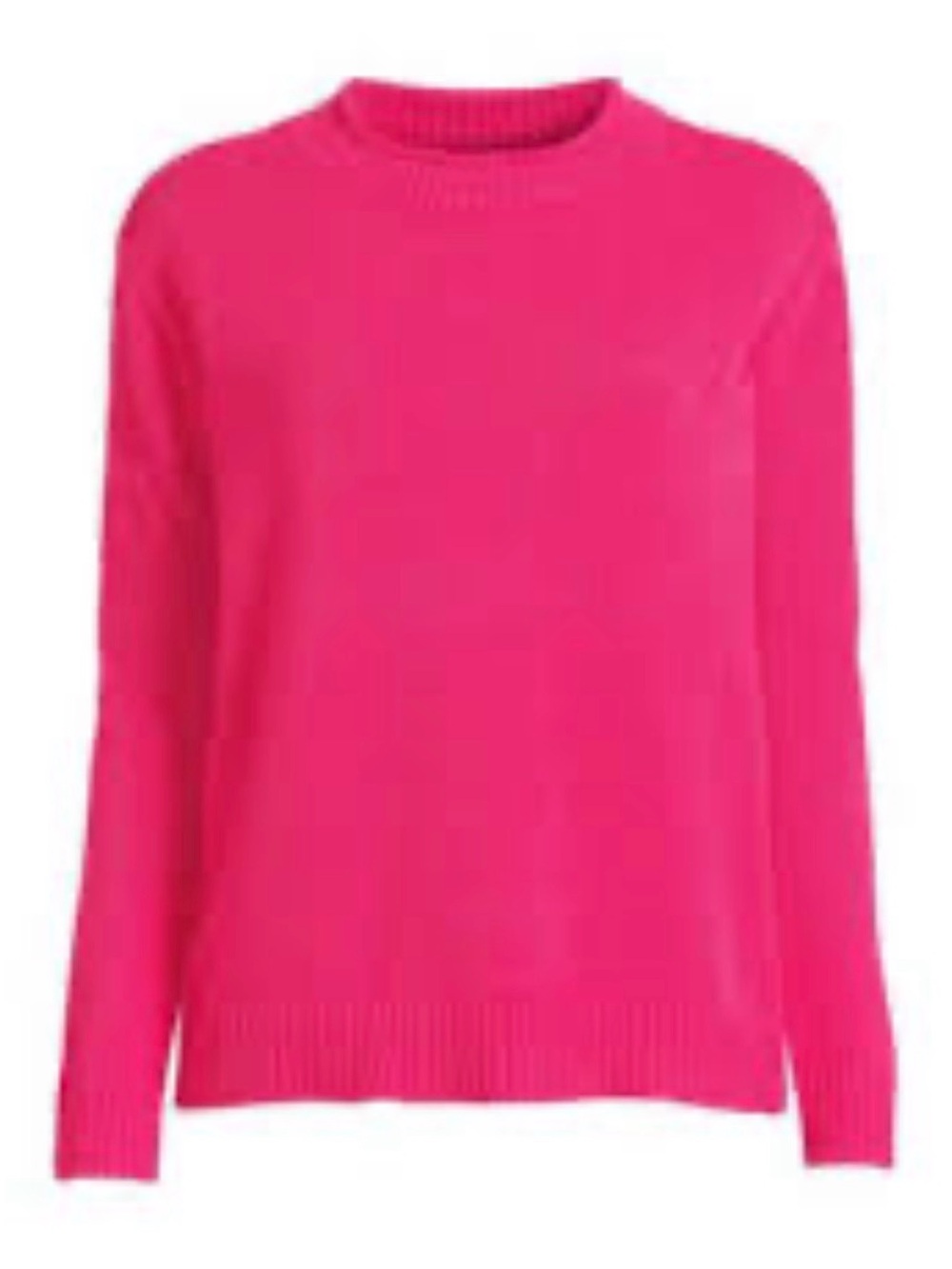 Lands End 💯 Cashmere Women's Hot Pink Crewneck Sweater Size XLP/18